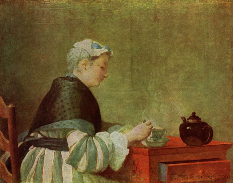 饮茶者 The Tea Drinker (1735)，让·巴蒂斯·西美翁·夏尔丹