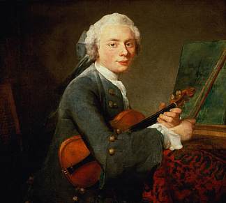 拿着小提琴的年轻人（查尔斯·西奥多塞·戈德罗伊的肖像） Young Man with a Violin (Portrait of Charles Theodose Godefroy) (c.1734 – c.1735)，让·巴蒂斯·西美翁·夏尔丹