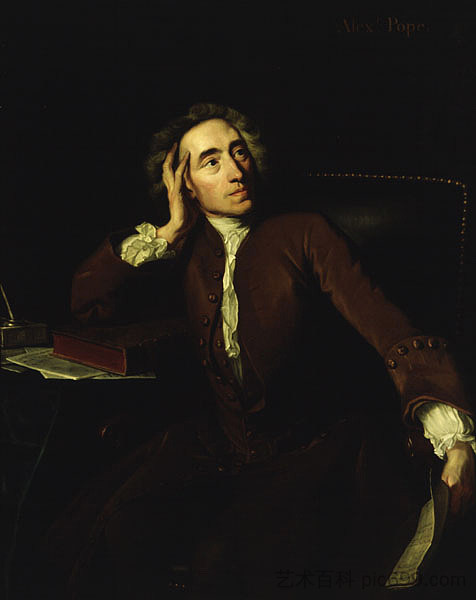 亚历山大·波普的肖像 Portrait of Alexander Pope，让-巴蒂斯特·范卢