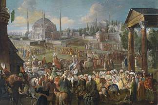 伊斯坦布尔的苏丹游行 A Sultan’s procession in Istanbul (c.1737)，让·巴蒂斯特·范莫尔