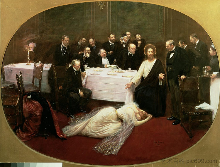 圣玛丽抹大拉在法利赛人西门之家 St. Mary Magdalene in the House of Simon the Pharisee (1891),让·贝罗