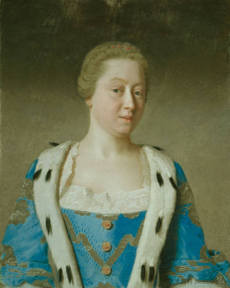 威尔士王妃奥古斯塔的肖像 Portrait of Augusta, Princess of Wales (1754)，让-艾蒂安·利奥塔尔