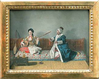 莱维特先生和格拉瓦尼小姐身着土耳其服装 Monsieur Levett and Mademoiselle Glavani in Turkish Costume (1740)，让-艾蒂安·利奥塔尔