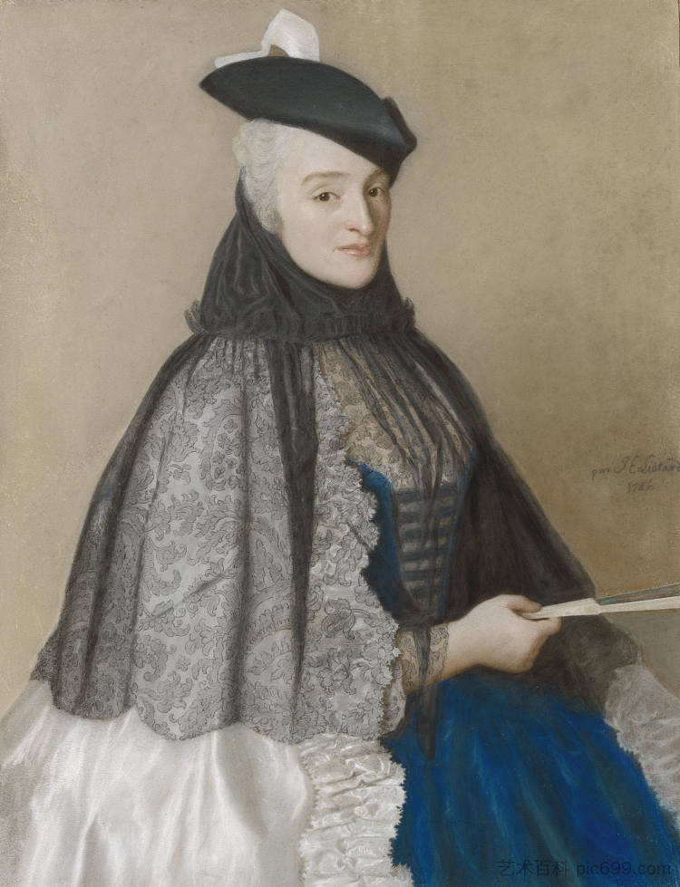 约瑟夫·布埃尔的配偶凯瑟琳·贝贡的肖像 Portrait of Catherine Bégon, spouse of Joseph Bouër (1746),让-艾蒂安·利奥塔尔