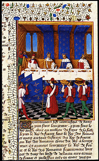 查理五世（1338-80）为纪念他的叔叔皇帝查理四世（1316-78）于1378年举行的宴会 Banquet Given by Charles V (1338-80) in Hhonour of His Uncle Emperor Charles IV (1316-78) in 1378 (1455 – 1460)，让·富盖