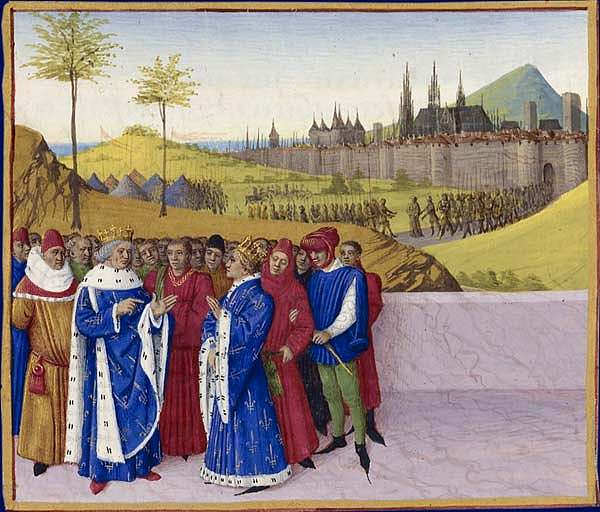 圣贡特兰和圣柴尔德伯特二世之间的对话 Conversation Between St. Gontran and St. Childebert II (c.1455 - c.1460)，让·富盖