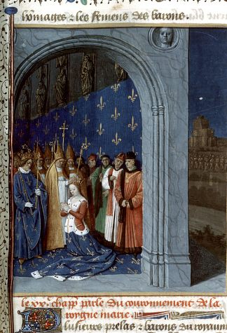 布拉班特的玛丽亚在巴黎圣礼拜堂加冕 Maria of Brabants coronation in the Sainte Chapelle of Paris (c.1458)，让·富盖
