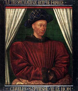 法国国王查理七世的肖像 Portrait of Charles VII, King of France (c.1445)，让·富盖