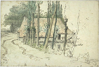 维希周边，靠近水边的房子 Surroundings of Vichy, house near the water (c.1867; France                     )，让·弗朗索瓦·米勒