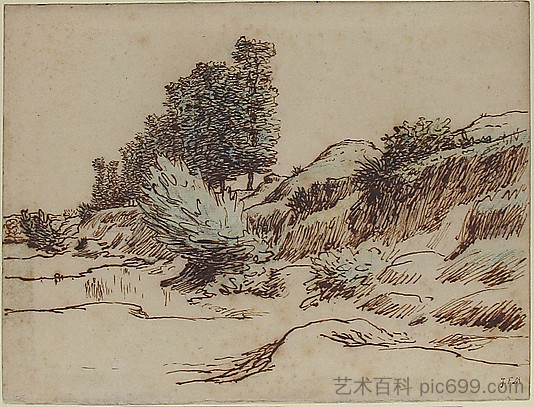 风景， 维希 Landscape, Vichy (c.1866)，让·弗朗索瓦·米勒