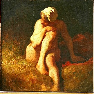 河边的裸体农家女孩 Naked peasant girl at the river，让·弗朗索瓦·米勒