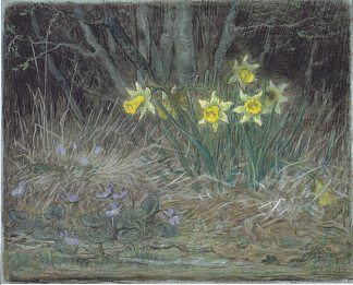 水仙和紫罗兰 Narcissi and Violets (c.1867)，让·弗朗索瓦·米勒