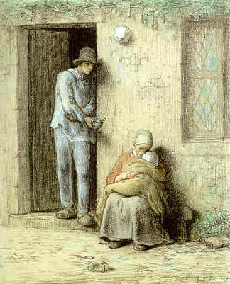 婴儿（生病的孩子） The Infant (The Sick Child) (1858)，让·弗朗索瓦·米勒
