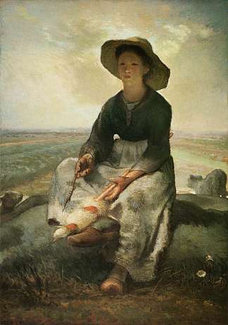 年轻的牧羊女 The Young Shepherdess (1870 – 1873)，让·弗朗索瓦·米勒