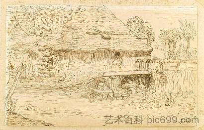 维希附近的水磨坊 Water mill near Vichy (c.1866; France  )，让·弗朗索瓦·米勒