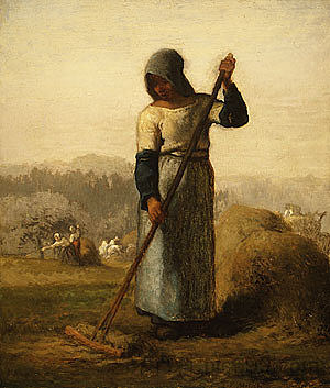 拿着耙子的女人 Woman with a rake (c.1856 - 1857)，让·弗朗索瓦·米勒