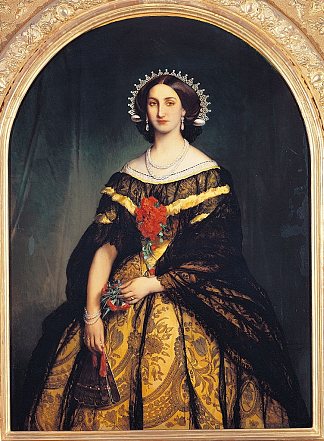 穿着布里安扎服装的大公夫人卡洛塔的肖像 Portrait of Archduchess Carlotta in Brianza costume (1857)，让-弗朗索瓦·波塔尔斯