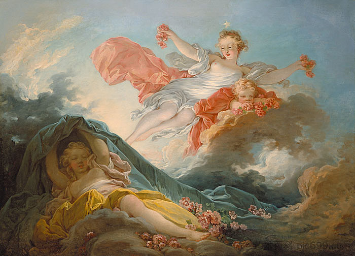 极光在一夜之间胜利 Aurora Triumphing over Night (c.1755 - c.1756)，让·奥诺雷·弗拉戈纳尔