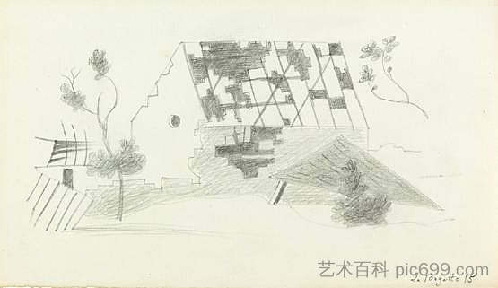 目标的废墟房子 Maison en ruine a la targette (1915)，吉恩·雨果