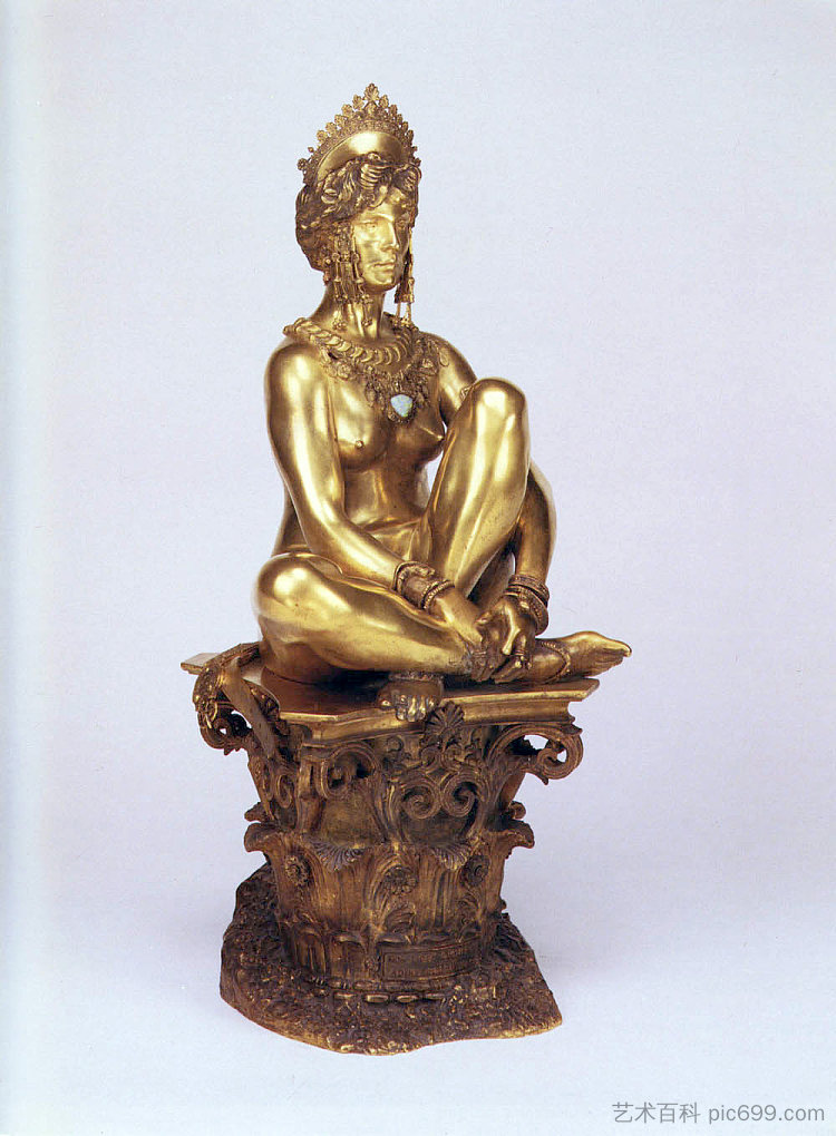 坐着的女性裸体 A Seated Female Nude，让·莱昂·热罗姆