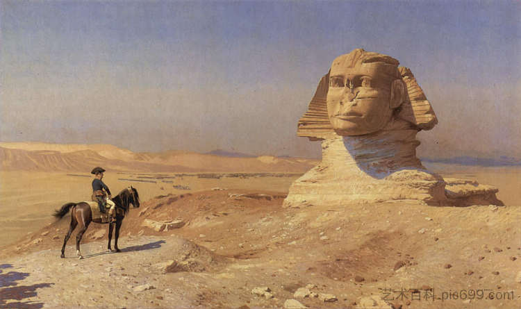 狮身人面像前的波拿巴 Bonaparte Before the Sphinx (1867 - 1868)，让·莱昂·热罗姆