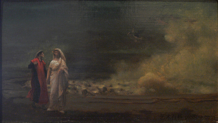 但丁和维吉尔在地狱 Dante and Virgil in Hell,让·莱昂·热罗姆