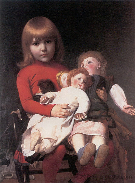 玛德琳·朱丽叶·杰罗姆和她的娃娃 Madeleine Juliette Gerome and Her Dolls，让·莱昂·热罗姆