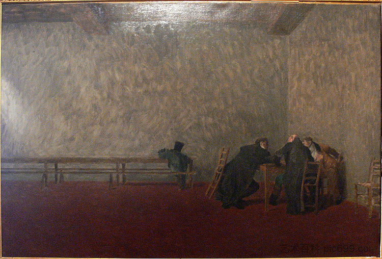 在沙龙上展示的阴谋家 The Conspirators, Presented at the Salon (c.1892)，让·莱昂·热罗姆