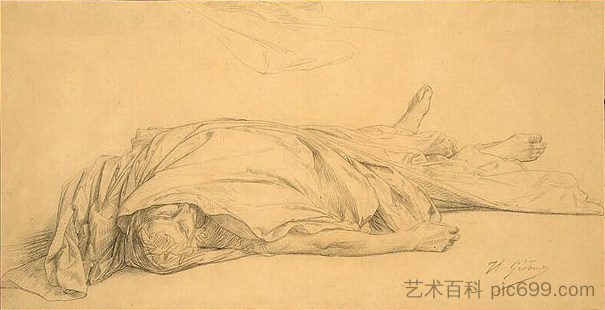 死去的凯撒 The Dead Caesar (c.1859),让·莱昂·热罗姆