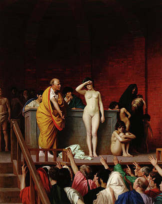 罗马的奴隶市场 Slave Market in Rome (c.1884)，让·莱昂·热罗姆