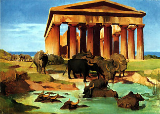 帕埃斯图姆的景色 View of Paestum，让·莱昂·热罗姆