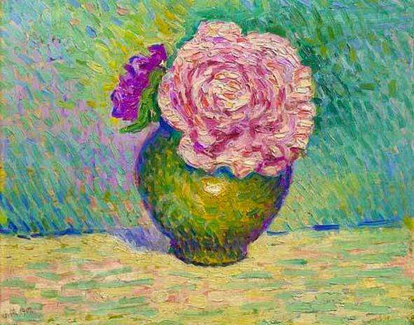 花瓶里的粉红色花朵 Fleur rose dans un vase (1902)，让·梅金杰