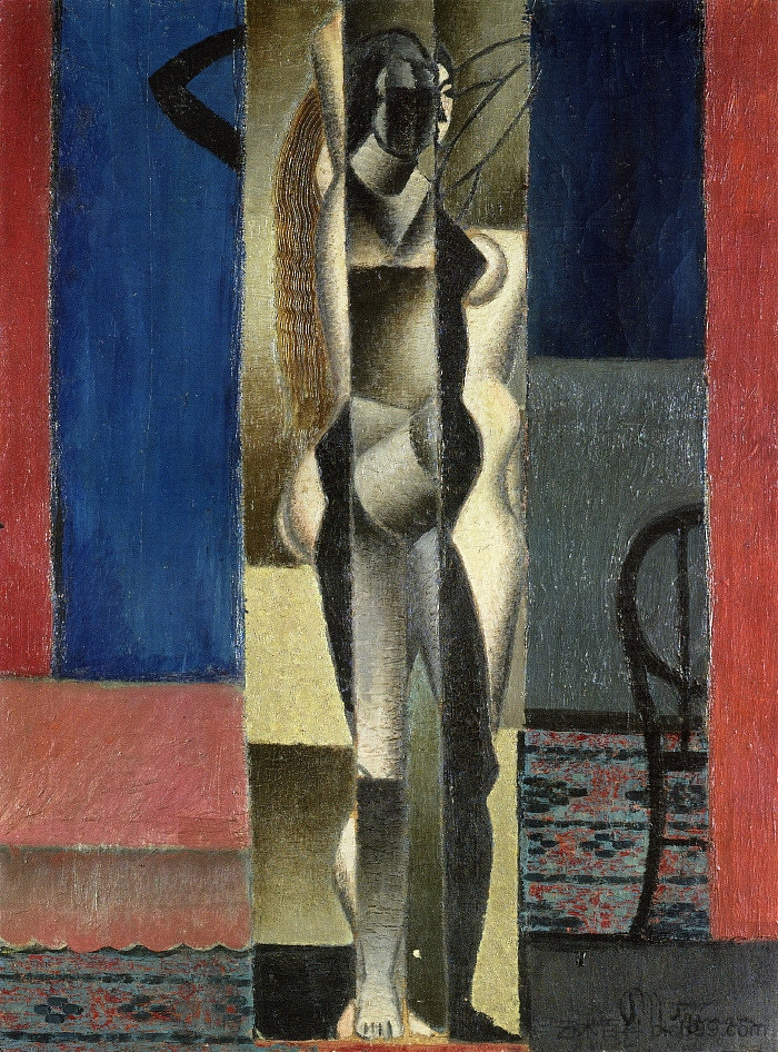 镜子前的裸体 Nude in Front of a Mirror (1912)，让·梅金杰