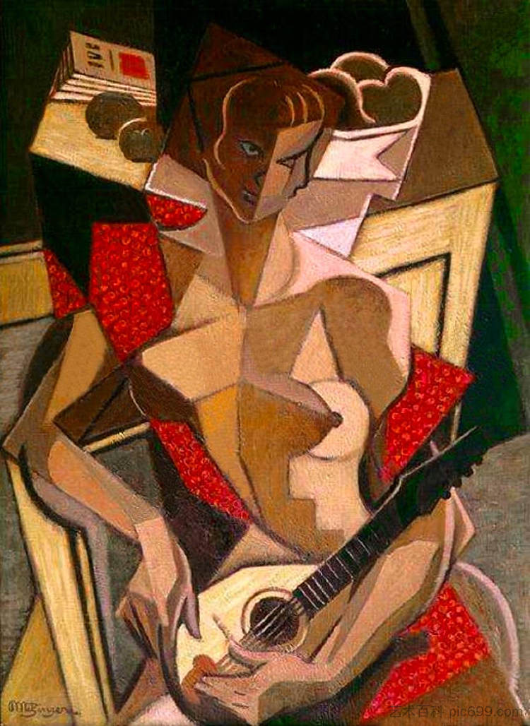 拿着曼陀林的女人 Woman with a mandolin (1950)，让·梅金杰