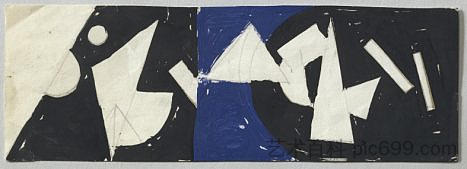 元机械浮雕 蓝色 - 黑色 - 白色 Relief méta-mécanique bleu - noir – blanc (1955)，尚·丁格利