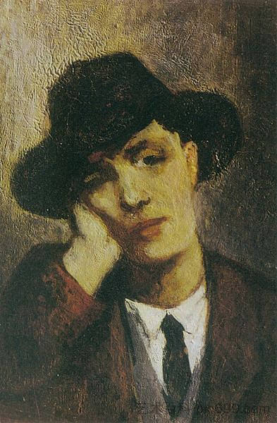 阿马德奥·莫迪利亚尼的肖像（可能由珍妮·赫布特内创作） Portrait of Amadeo Modigliani (possibly by Jeanne Hébuterne) (1919)，珍妮·赫布特恩