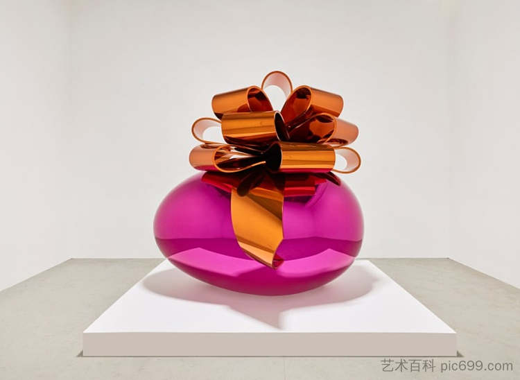 带弓的哞哞蛋（洋红色/橙色） mooth Egg with Bow (Magenta/Orange) (1994 - 2009)，杰夫·昆斯