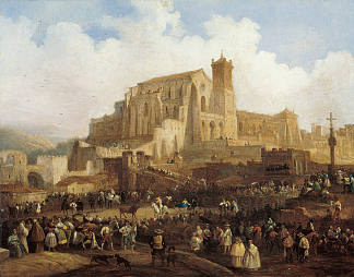 乡村斗牛 Village Bullfight (c.1838)，耶纳罗·佩雷斯·维拉米尔