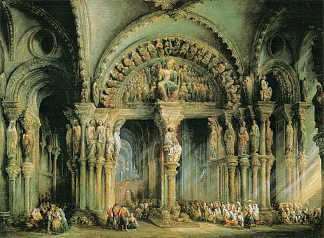 格洛里亚门廊，圣地亚哥德孔波斯特拉大教堂 Pórtico de la Gloria, Santiago de Compostela Cathedral (c.1849)，耶纳罗·佩雷斯·维拉米尔