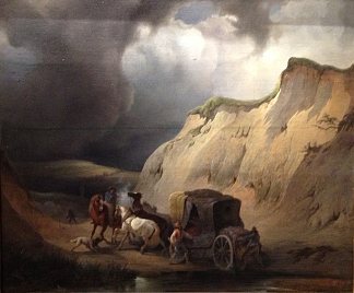进击的驿马车 Attack on the Stagecoach (c.1850)，耶纳罗·佩雷斯·维拉米尔