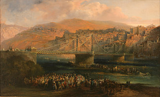 弗拉加市及其吊桥的景色 View of City of Fraga and Its Hanging Bridge (1850)，耶纳罗·佩雷斯·维拉米尔