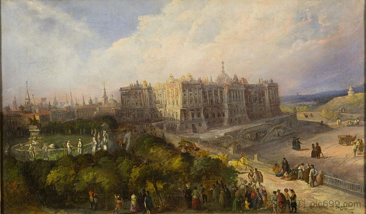 马德里皇宫的景色 Vista Del Palacio Real De Madrid (1854),耶纳罗·佩雷斯·维拉米尔