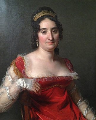 戴头饰的红衣女郎 Lady in Red Wearing a Tiara (1817)，杰罗姆·马丁朗格卢瓦