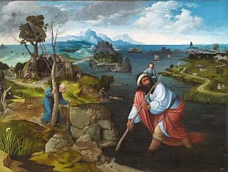 与圣克里斯托弗的风景 Landscape with St. Christopher (c.1520)，约阿希姆·帕蒂尼尔
