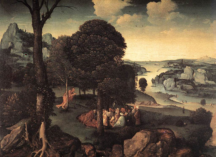 施洗者圣约翰讲道的风景 Landscape with St. John the Baptist Preaching，约阿希姆·帕蒂尼尔