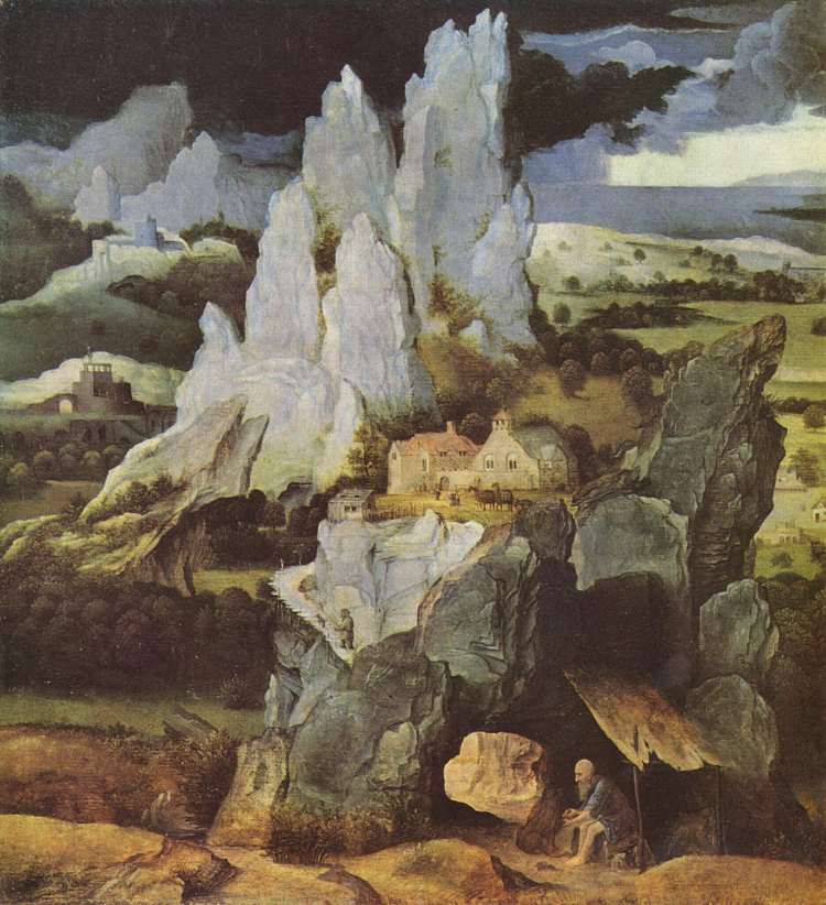 岩石景观中的圣杰罗姆 St. Jerome in Rocky Landscape (c.1520)，约阿希姆·帕蒂尼尔