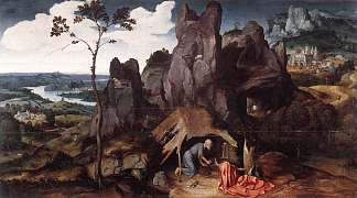 沙漠中的圣杰罗姆 St. Jerome in the Desert (c.1520)，约阿希姆·帕蒂尼尔