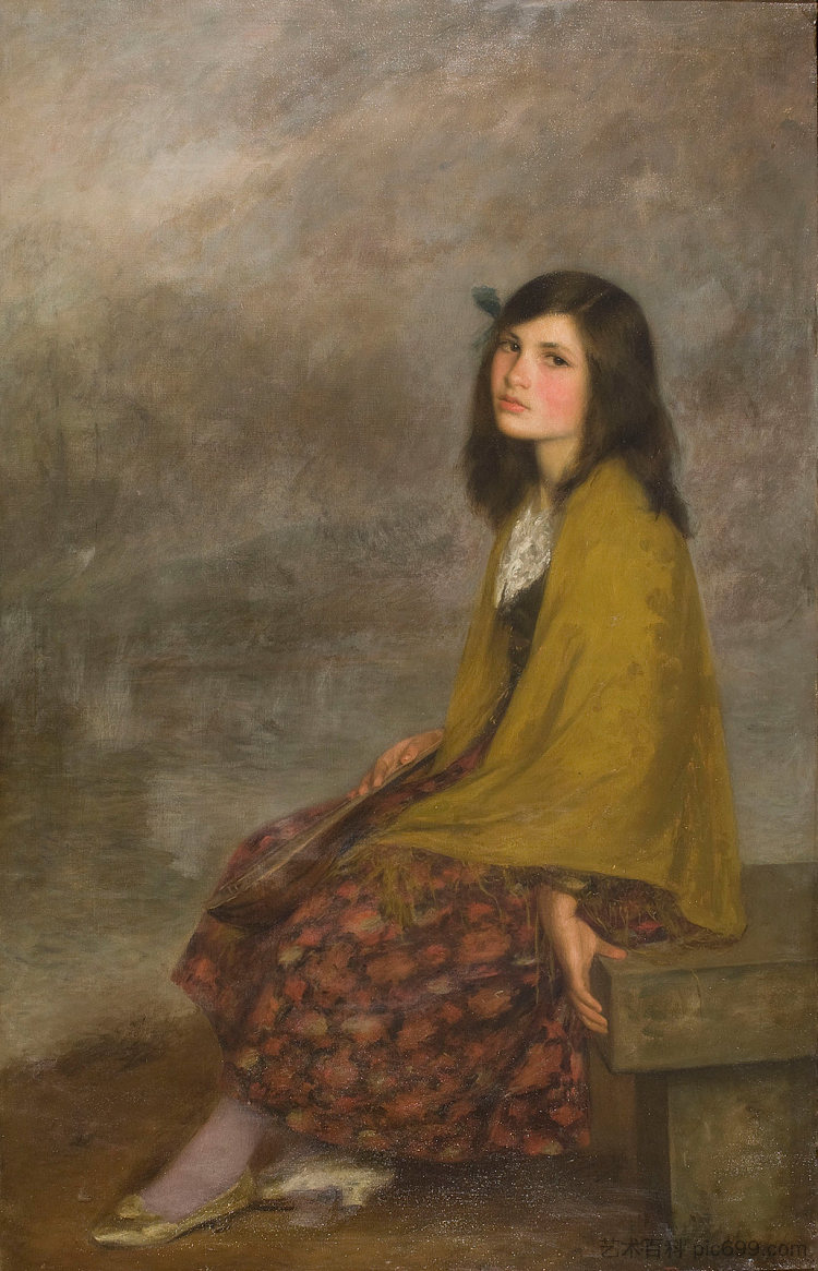 牛排。年轻的吉普赛女人 Mignon. Young gypsy woman (1910)，琼·布鲁尔