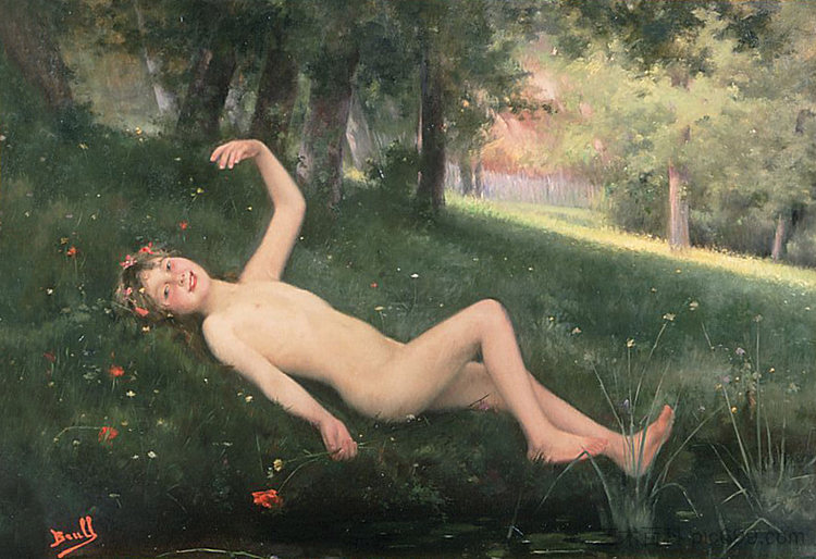 森林里的裸体女孩 Naked girl in the forest (1892)，琼·布鲁尔