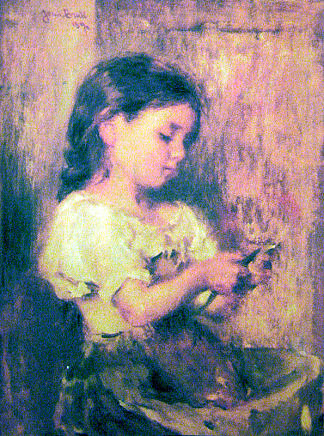 削土豆皮的女孩 Girl peeling potatoes (1890)，琼·布鲁尔